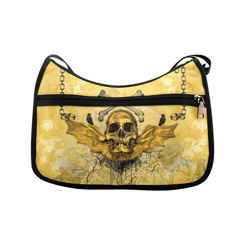 Awesome skull in golden colors Crossbody Bags (Model 1616)