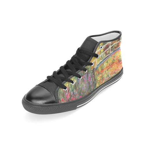 Claude Monet Japanese Bridge Floral Fine Art Women's Classic High Top Canvas Shoes (Model 017)