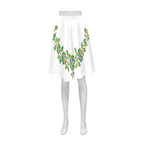 Multicolored Roses & Leaves Swag on White Snow Athena Women's Short Skirt (Model D15)