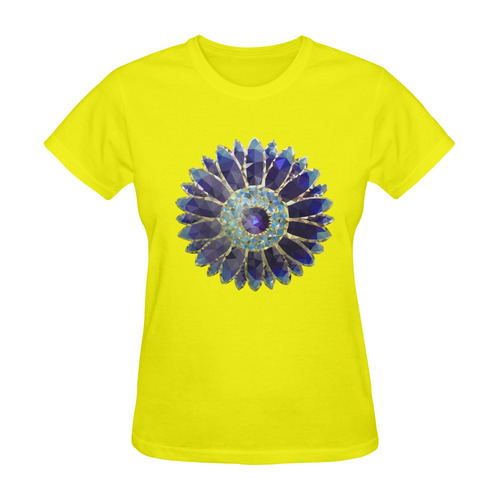 Blue Mosaic Flower Sunny Women's T-shirt (Model T05)