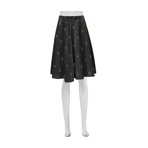 Golden Bells and Ribbons on Black Athena Women's Short Skirt (Model D15)