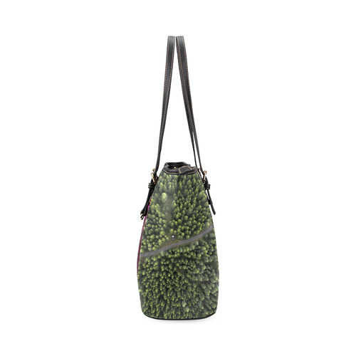 New! Luxury designers bag edition with travel theme : "area forest". New fabulous art only Leather Tote Bag/Small (Model 1640)