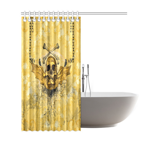 Awesome skull in golden colors Shower Curtain 69"x72"