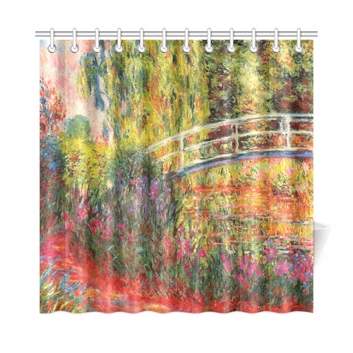 Claude Monet Japanese Bridge Floral Fine Art Shower Curtain 72"x72"