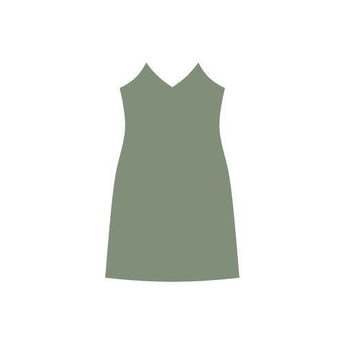 Vineyard Green V-Neck Open Fork Long Dress(Model D18)