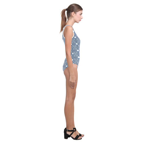 blue sky tiles Vest One Piece Swimsuit (Model S04)