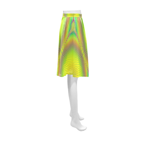 Yellow & Green Up Up And Away Fractal Abstract Athena Women's Short Skirt (Model D15)