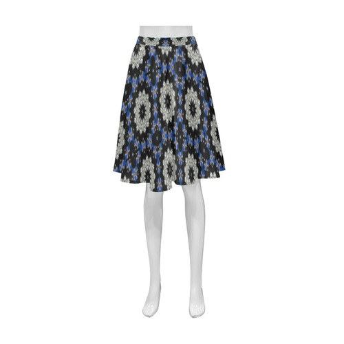 Blue and Black Doily Athena Women's Short Skirt (Model D15)