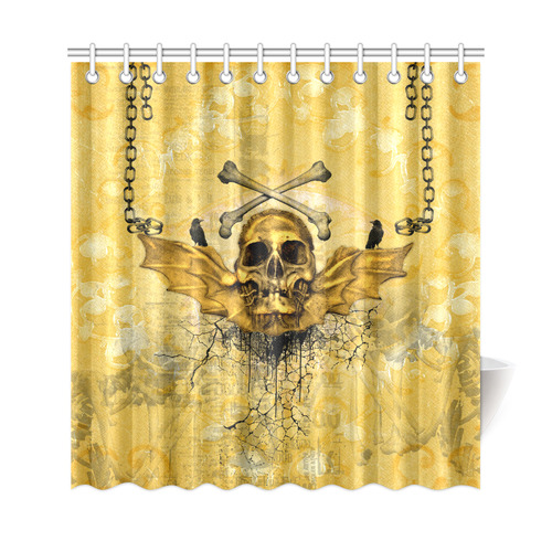 Awesome skull in golden colors Shower Curtain 69"x72"