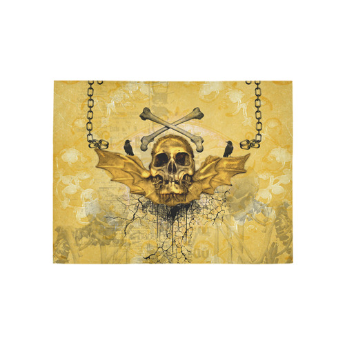 Awesome skull in golden colors Area Rug 5'3''x4'