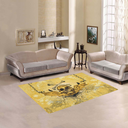 Awesome skull in golden colors Area Rug 5'3''x4'