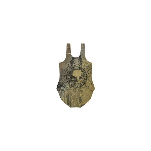 Amazing skull with skeletons Vest One Piece Swimsuit (Model S04)