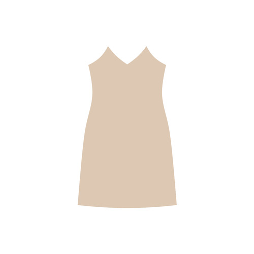Apricot Illusion V-Neck Open Fork Long Dress(Model D18)