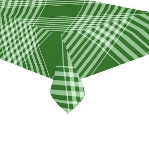 Green And White Plaid Cotton Linen Tablecloth 60"x120"