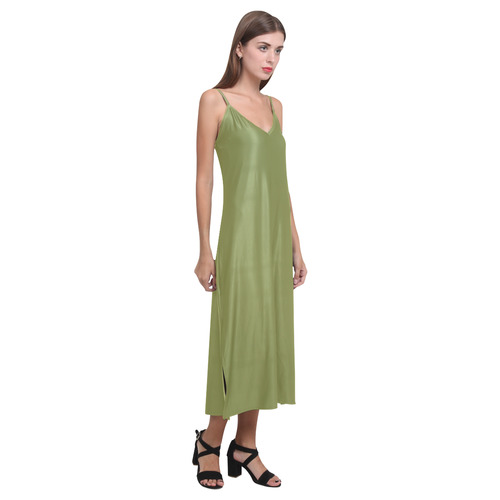 Woodbine V-Neck Open Fork Long Dress(Model D18)