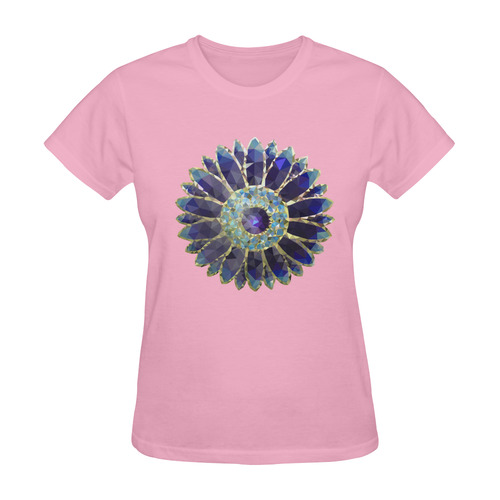 Blue Mosaic Flower Sunny Women's T-shirt (Model T05)