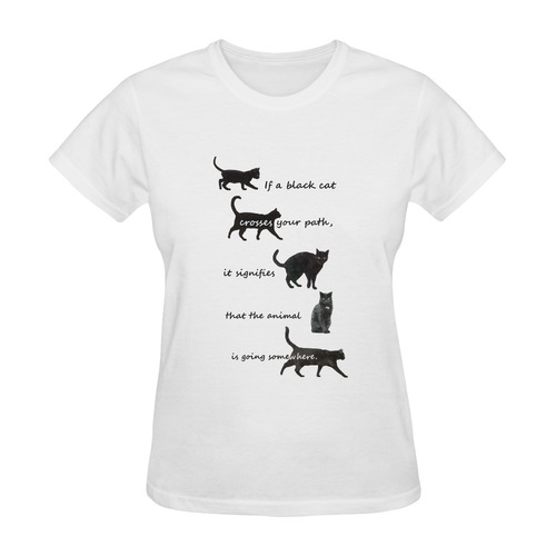 Black cat crosses your path Sunny Women's T-shirt (Model T05)