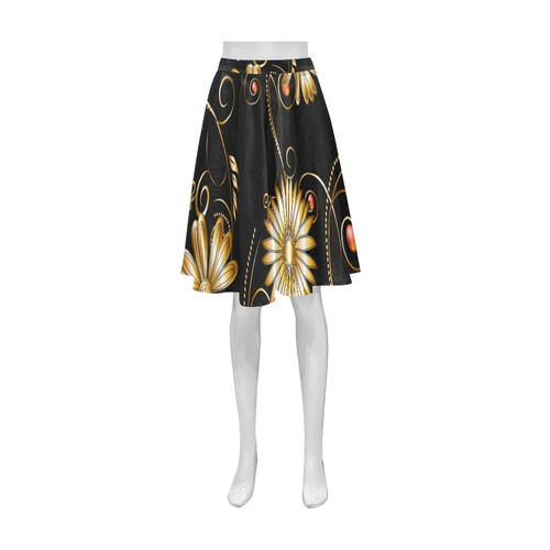 Flowers in golden colors Athena Women's Short Skirt (Model D15)