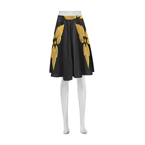 3-D Look Metallic Golden Leaves Border on Black Beauty Athena Women's Short Skirt (Model D15)