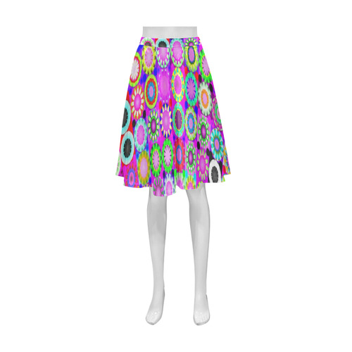 Crazy Daisy Quilt Pattern Athena Women's Short Skirt (Model D15)