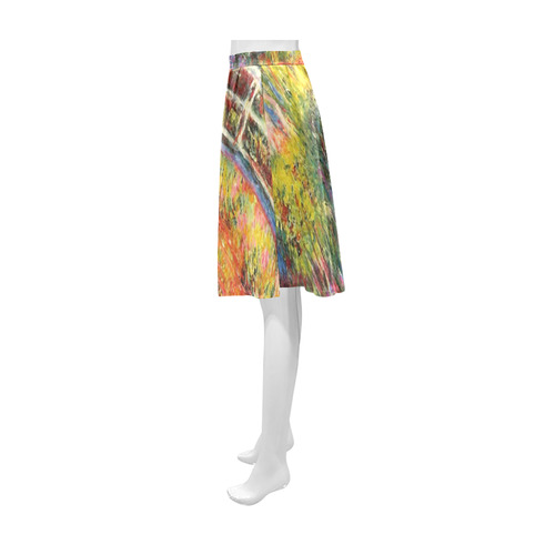 Claude Monet Japanese Bridge Floral Fine Art Athena Women's Short Skirt (Model D15)