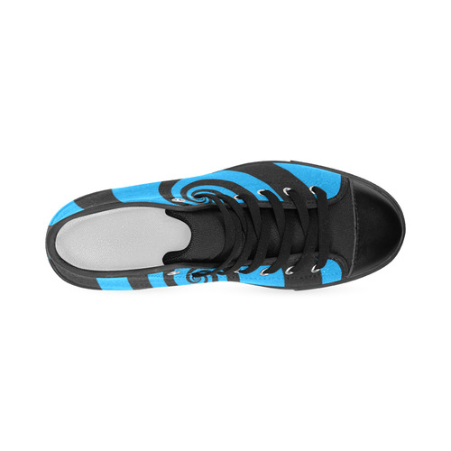 BLACK & BLUE SWIRL Men’s Classic High Top Canvas Shoes (Model 017)