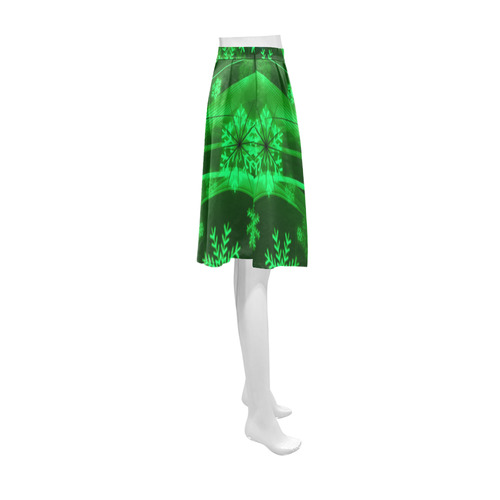 Gorgeous Green Snowflakes Athena Women's Short Skirt (Model D15)
