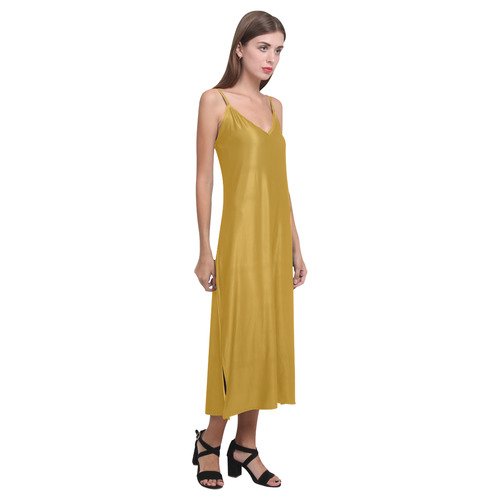 Pirate Gold V-Neck Open Fork Long Dress(Model D18)