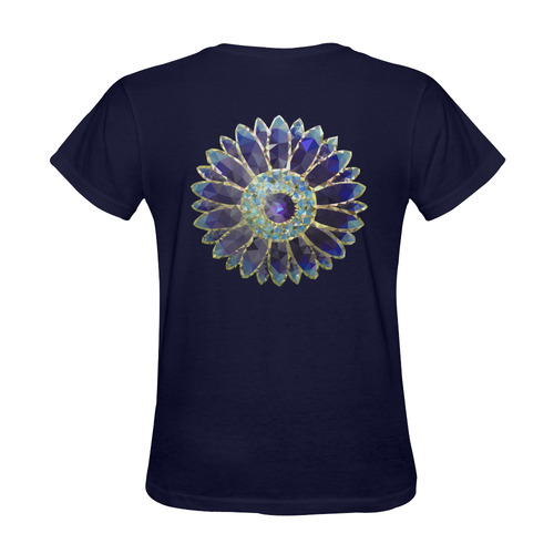 Blue Mosaic Flower Sunny Women's T-shirt (Model T05)