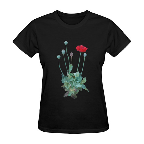 Watercolor Poppy Sunny Women's T-shirt (Model T05)