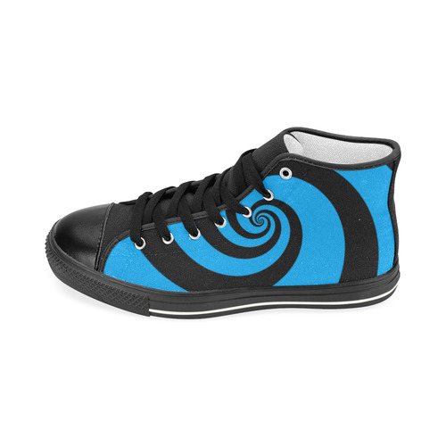 BLACK & BLUE SWIRL Men’s Classic High Top Canvas Shoes (Model 017)