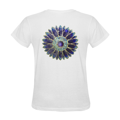 Blue Mosaic Flower Sunny Women's T-shirt (Model T05)