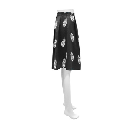 Metallic Silver Roses on Black Athena Women's Short Skirt (Model D15)