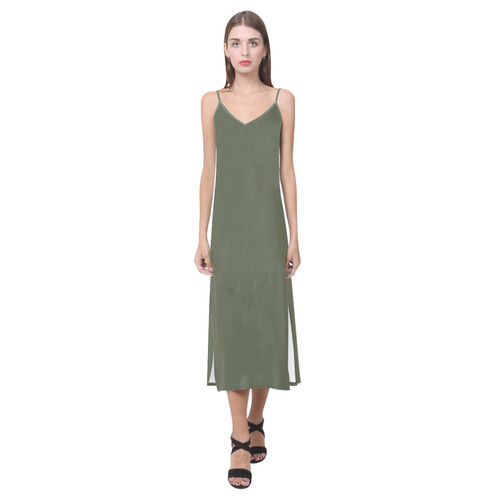 Cypress V-Neck Open Fork Long Dress(Model D18)