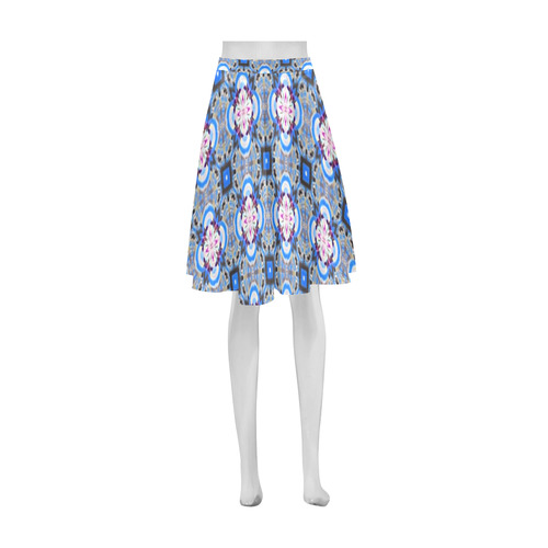 Blue and Gray Floral Athena Women's Short Skirt (Model D15)