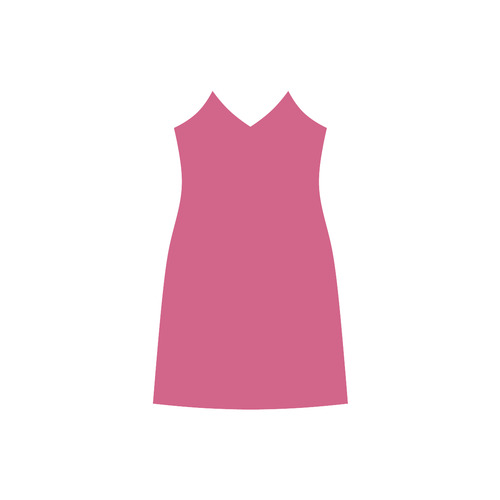 Raspberry Sorbet V-Neck Open Fork Long Dress(Model D18)