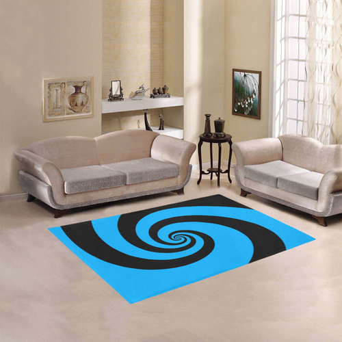 BLACK & BLUE SWIRL Area Rug 5'3''x4'