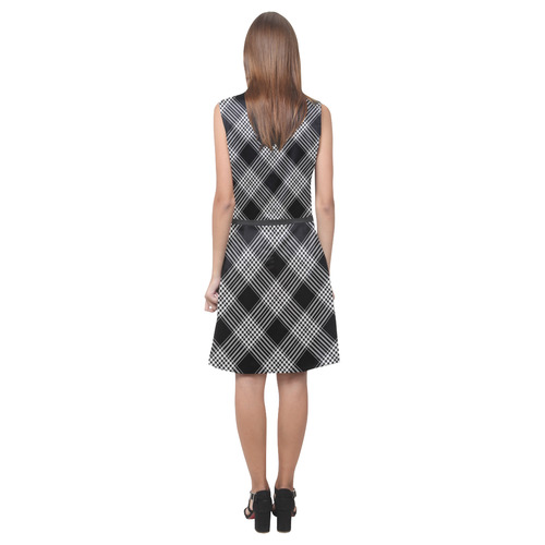 Black And White Plaid Eos Women's Sleeveless Dress (Model D01)