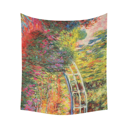 Claude Monet Japanese Bridge Floral Fine Art Cotton Linen Wall Tapestry 60"x 51"