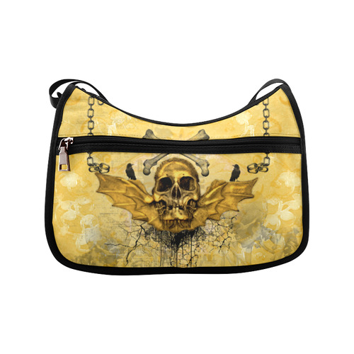 Awesome skull in golden colors Crossbody Bags (Model 1616)