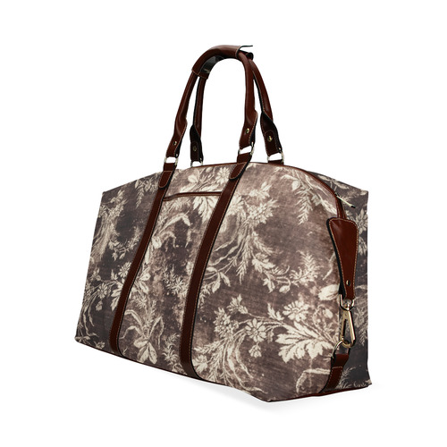 Grunge vintage floral pattern in dark brown Classic Travel Bag (Model 1643) Remake