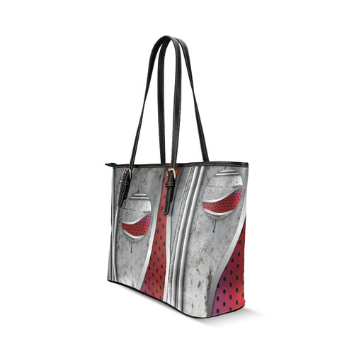 3D metal textured art Leather Tote Bag/Large (Model 1640)