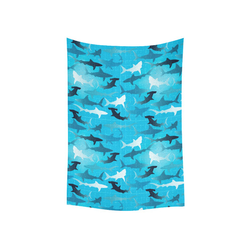 sharks! Cotton Linen Wall Tapestry 40"x 60"