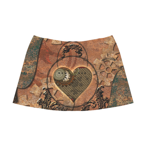 Steampunk wonderful heart, clocks and gears Mnemosyne Women's Crepe Skirt (Model D16)