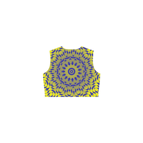 Yellow Blue Gold Mandala Eos Women's Sleeveless Dress (Model D01)