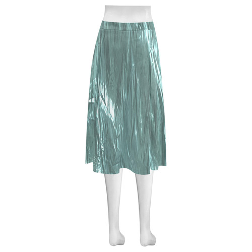 crumpled foil teal Mnemosyne Women's Crepe Skirt (Model D16)