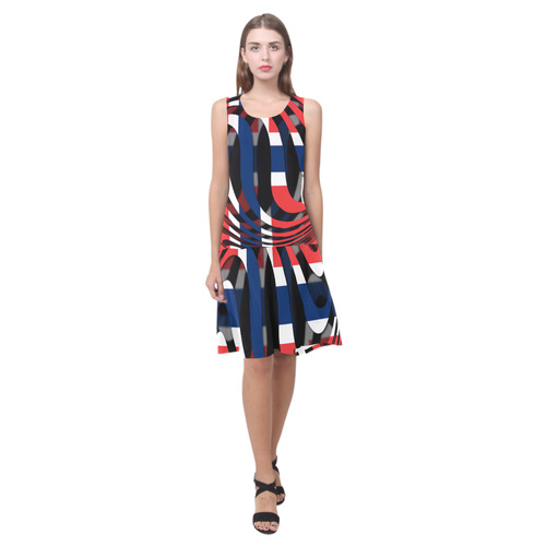 The Flag of Norway Sleeveless Splicing Shift Dress(Model D17)