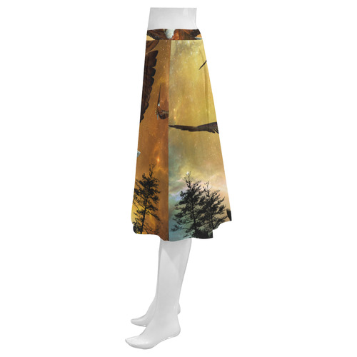 Awesome flying eagle Mnemosyne Women's Crepe Skirt (Model D16)