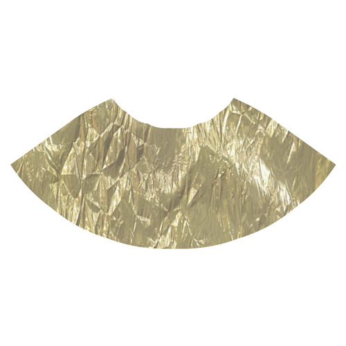 crumpled foil golden Athena Women's Short Skirt (Model D15)