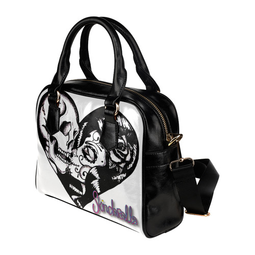 "Skull Heart Kiss" by Skinderella Shoulder Handbag (Model 1634)